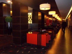 The cozy and very spacious hotel lobby